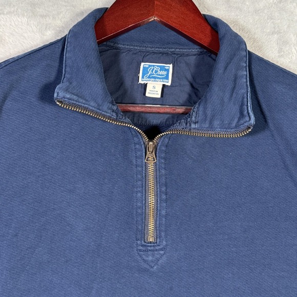 J Crew Pullover Mens Small Blue Garment Dyed French Terry 1/4 Zip Sweatshirt - Picture 1 of 9